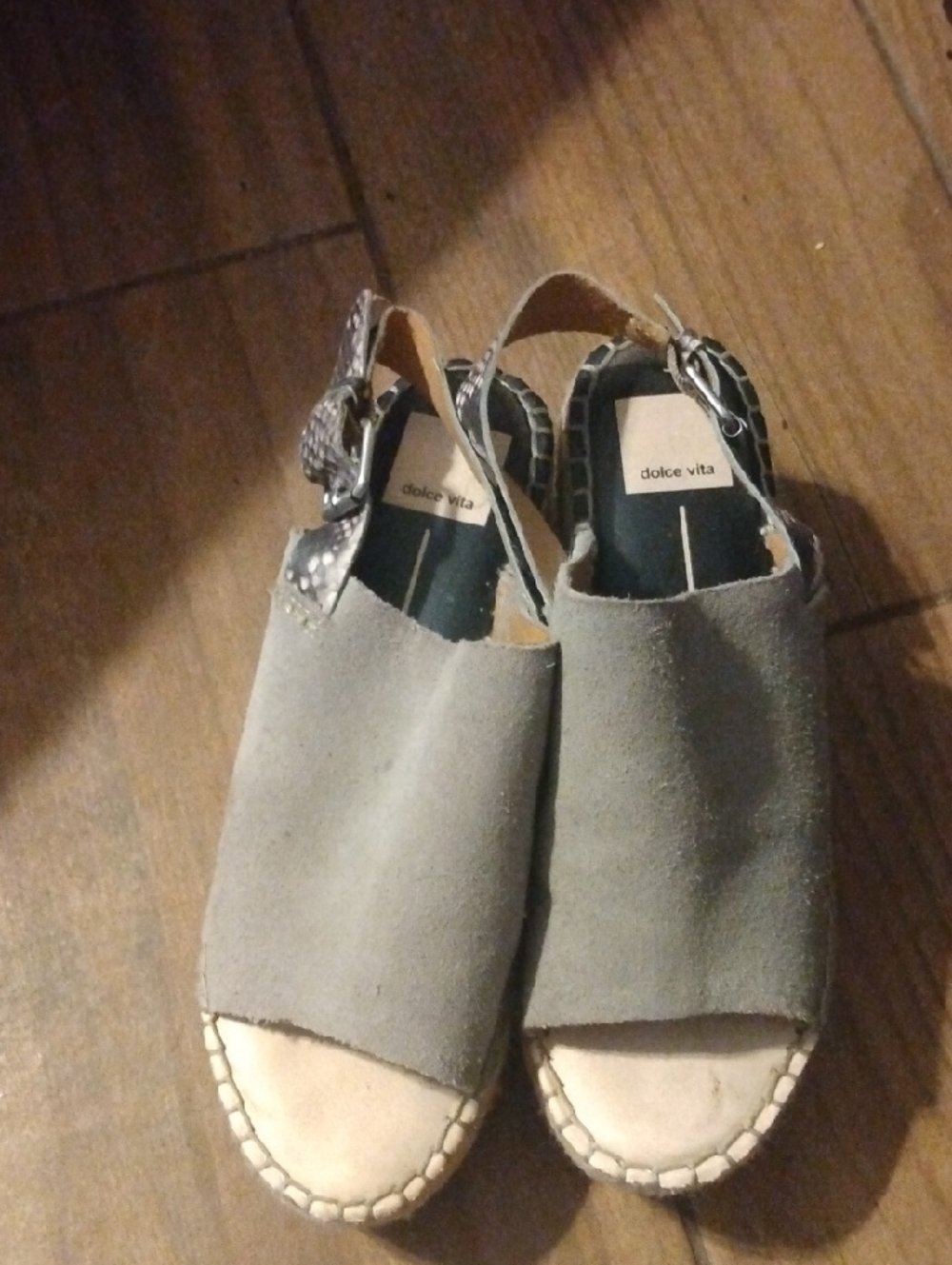 Dolce Vita Gray Suede Espadrille Slingback Wedges